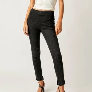 Free People We The‎ Free Black Bella Moto Mid-rise Skinny Jeans 30 New